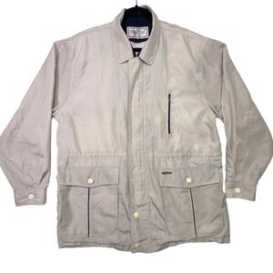 Sinsedae‎ Mens Utility Field Jacket XL Tan Khaki Zip Snap Military Style